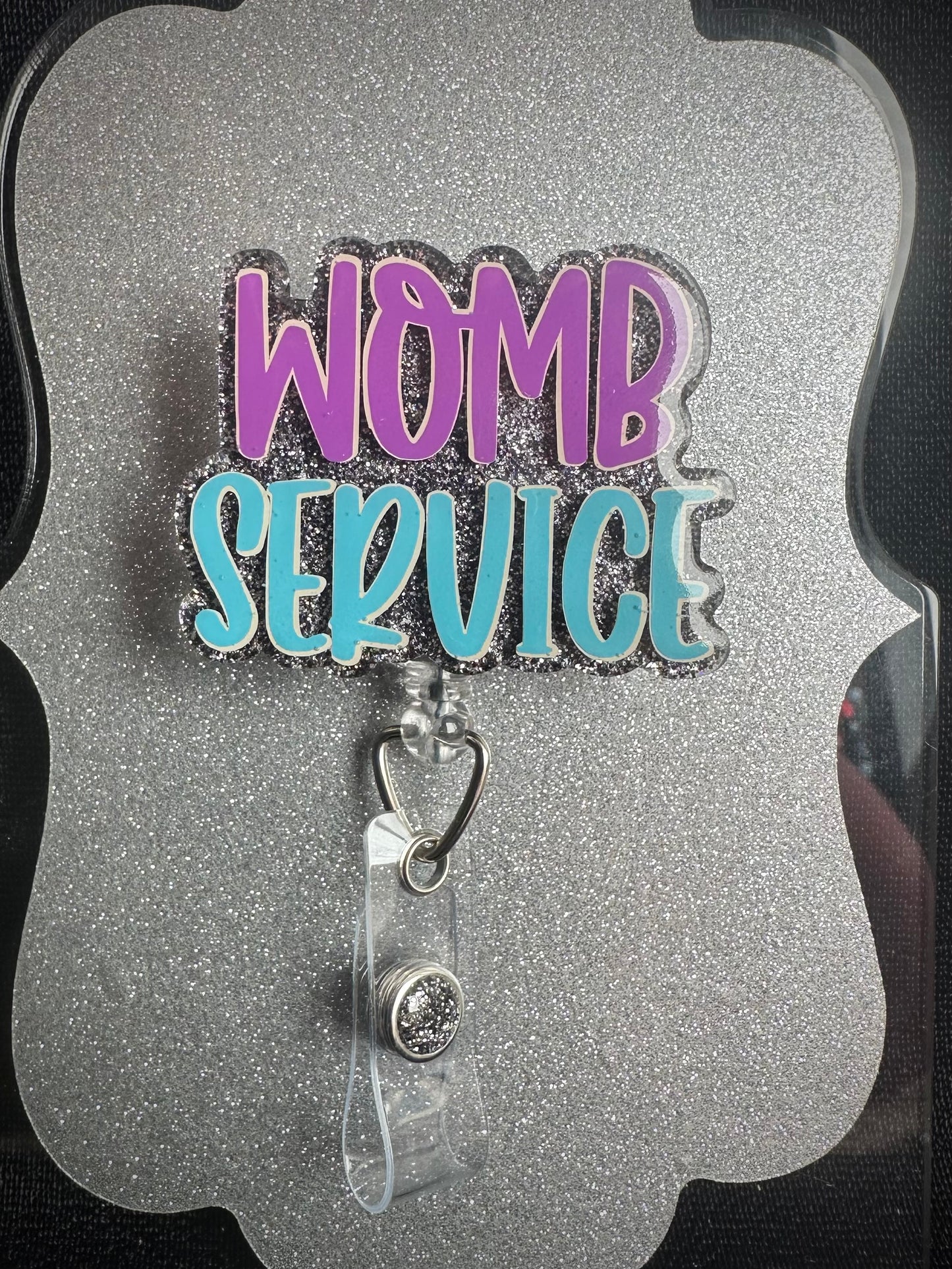 Womb Service Badge Reel, Funny OB Nurse or Office Staff Gift, Retractable Alligator Clip