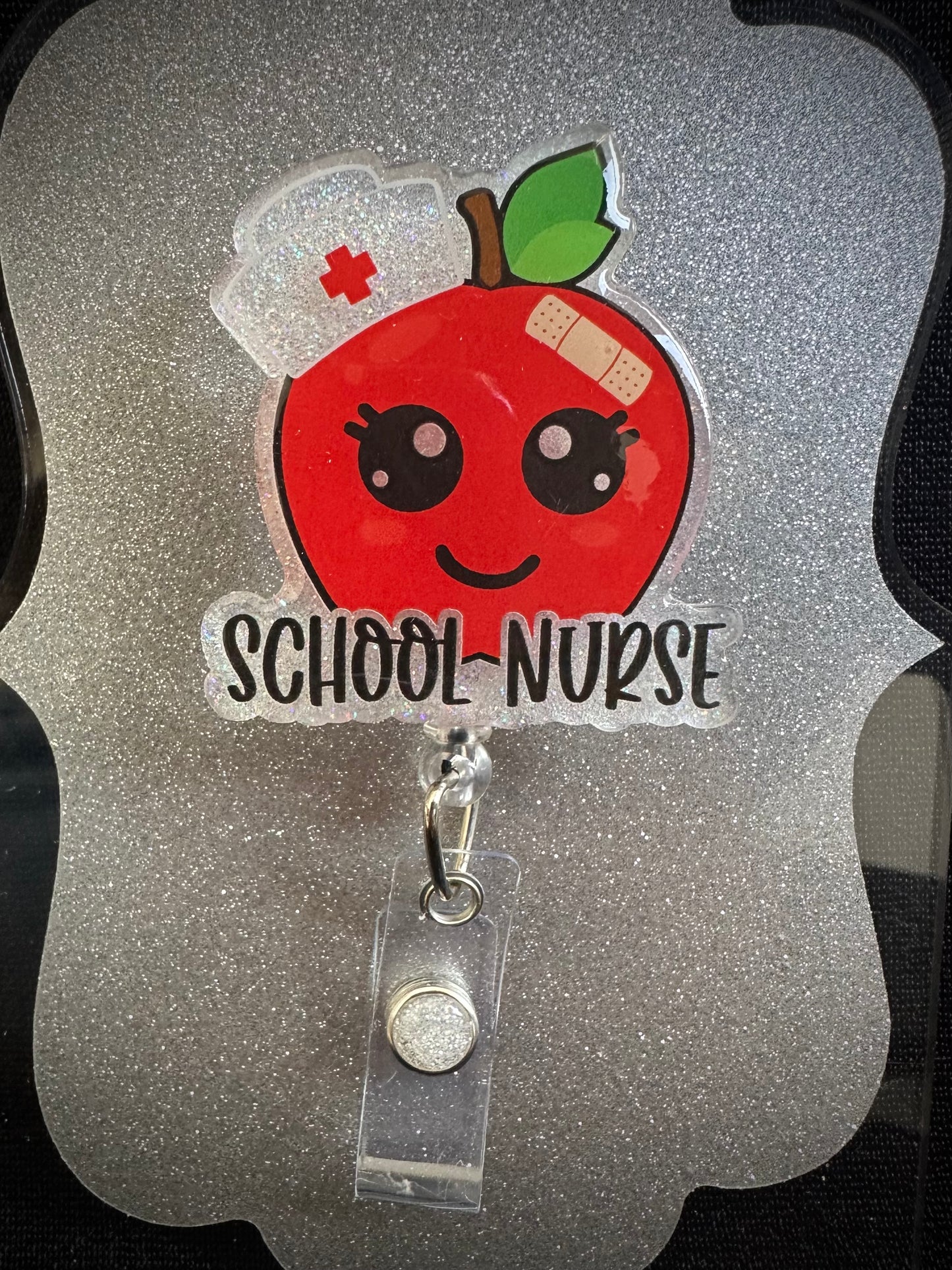 School Nurse Badge Reel, Cute Nurse Appreciation Gift, Retractable Alligator Clip