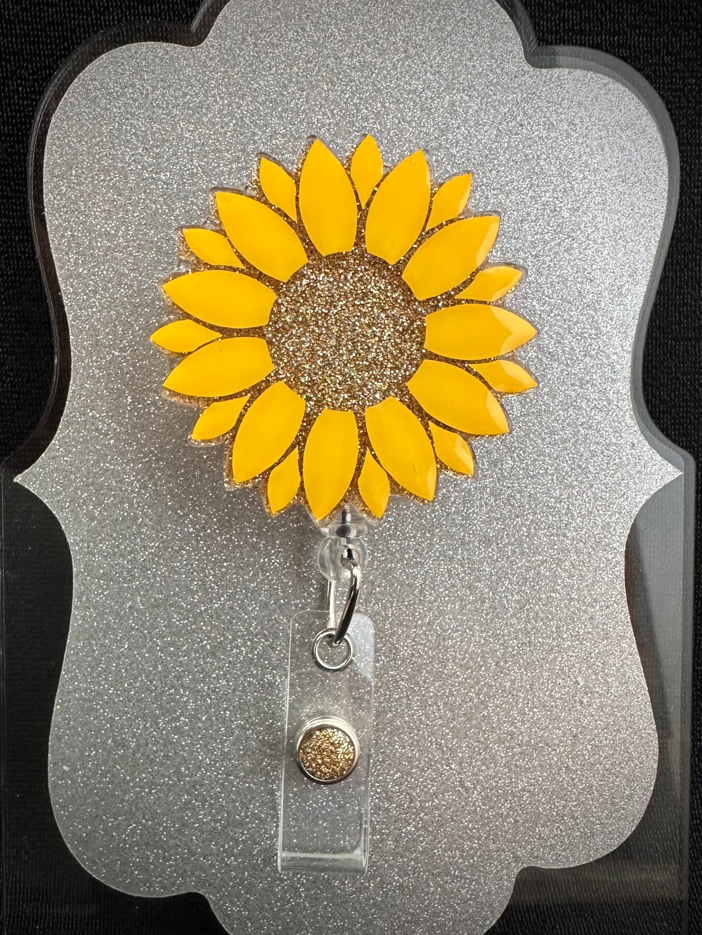 Sunflower Badge Reel, Pretty Nurse, Teacher or Office Staff Gift, Retractable Alligator Clip