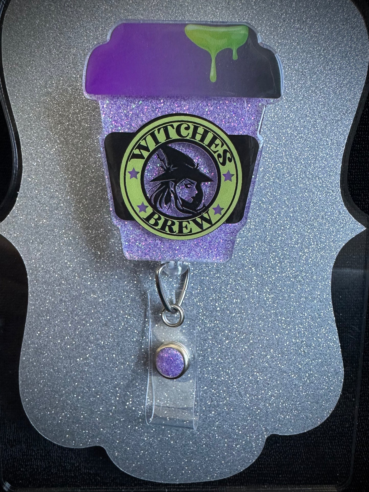 Witches Brew Halloween Badge Reel, Funny Nurse, Teacher or Office Staff Gift, Retractable Alligator Clip