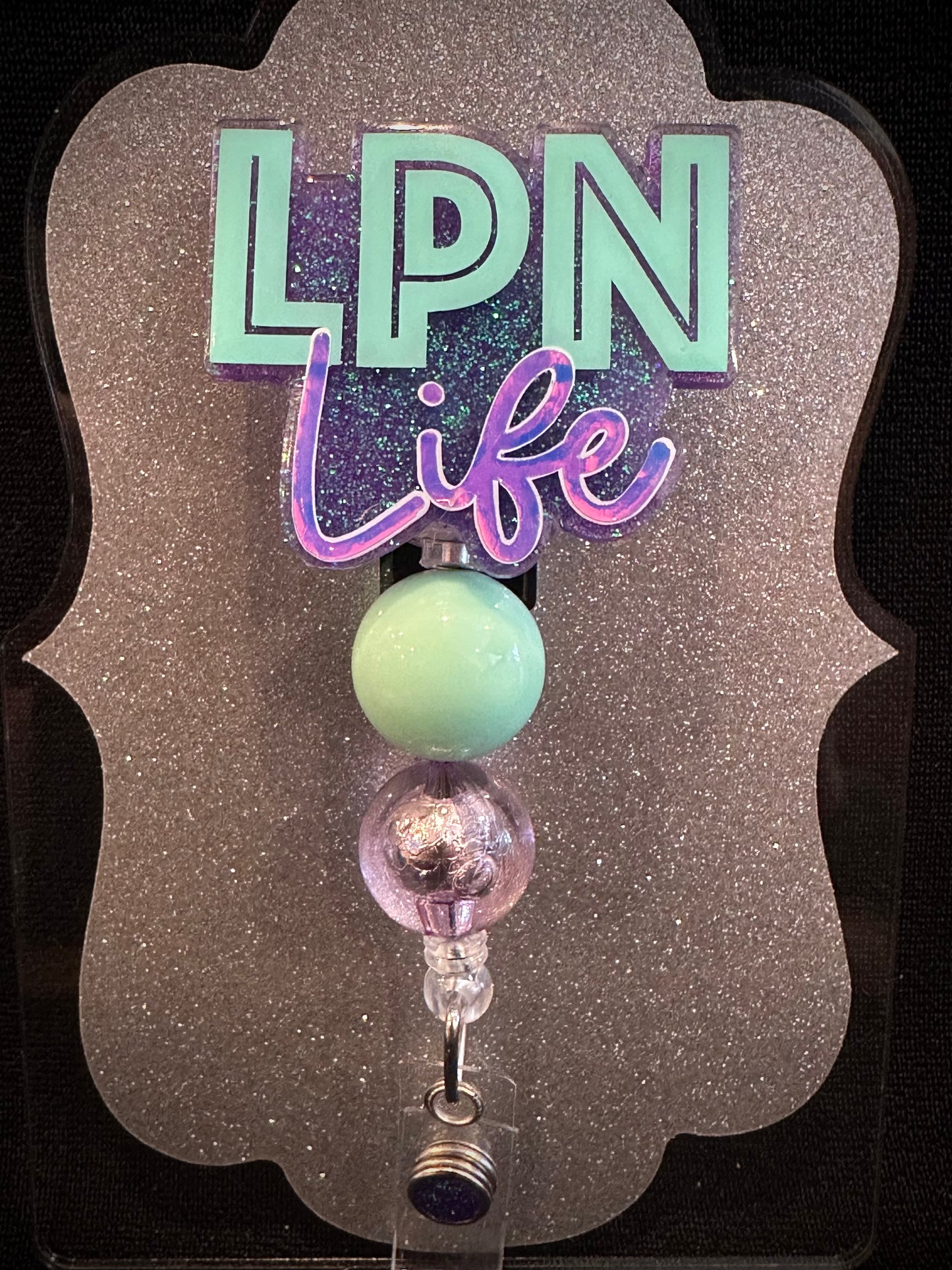 LPN Life Badge Reel with beads, Beautiful LPN Gift, Retractable Alligator Clip