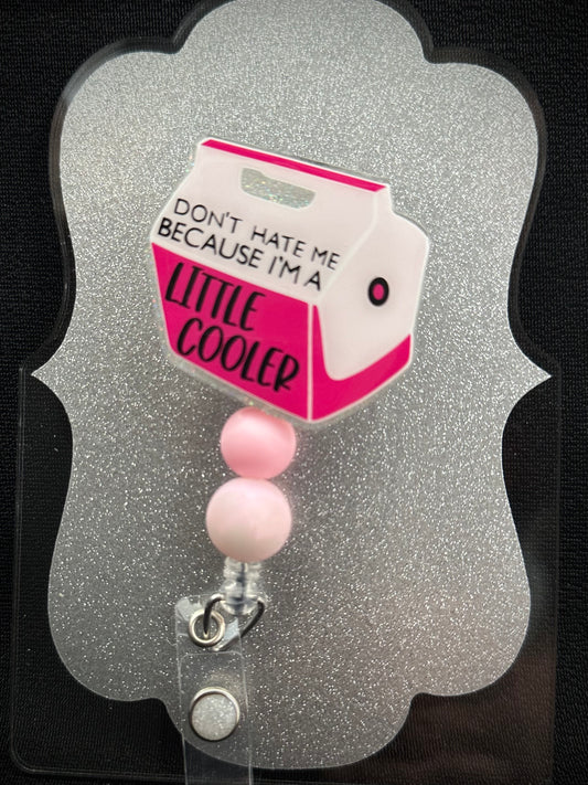 Little Cooler Badge Reel with beads, Funny Nurse, Teacher or Office Staff Gift, Retractable Alligator Clip