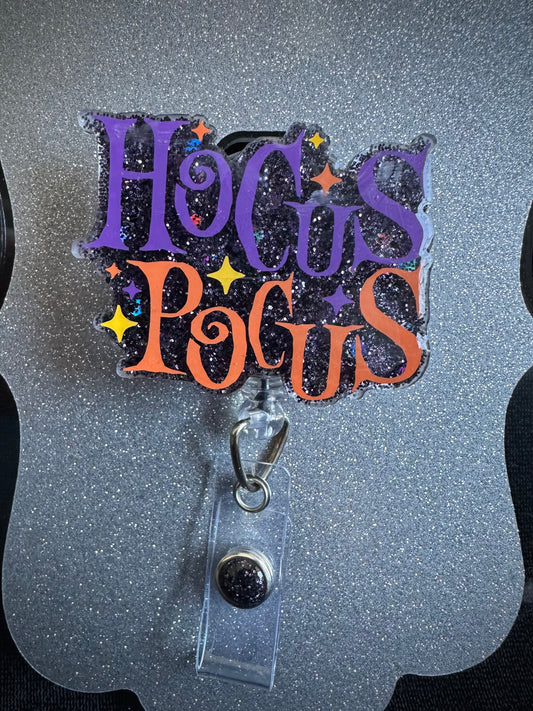 Hocus Pocus Halloween Badge Reel, Funny Nurse, Teacher or Office Staff Gift, Retractable Alligator Clip