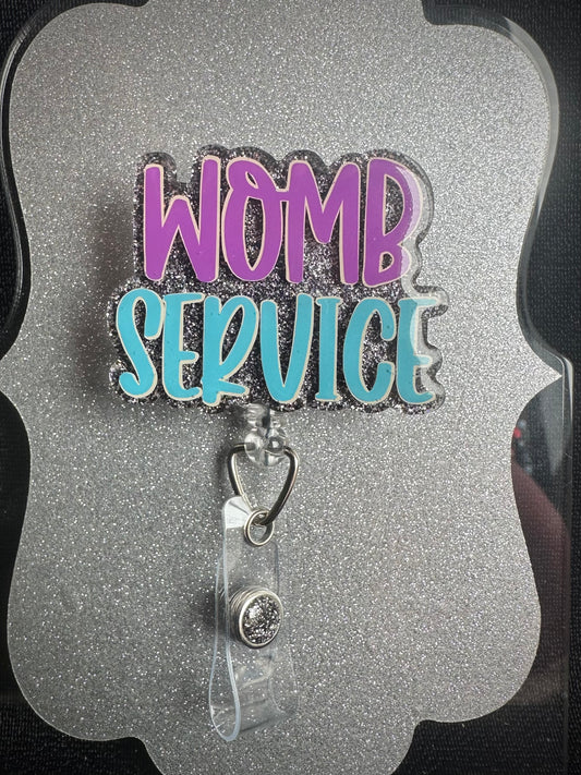Womb Service Badge Reel, Funny OB Nurse or Office Staff Gift, Retractable Alligator Clip