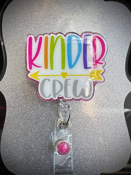 Kindergarten Teacher Badge Reel, Cute Teacher Appreciation Gift, Retractable Alligator Clip