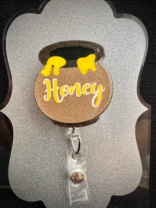 Honey Jar Badge Reel, Cute Nurse, Teacher or Office Staff Gift, Retractable Alligator Clip