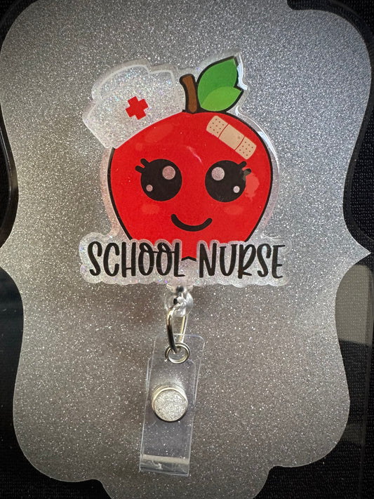 School Nurse Badge Reel, Cute Nurse Appreciation Gift, Retractable Alligator Clip