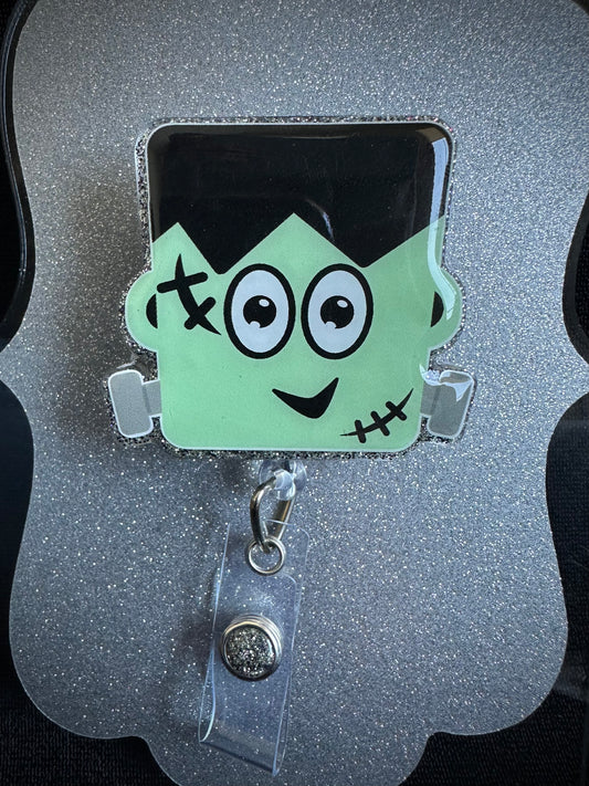 Frankenstein Halloween Badge Reel, Cute Nurse, Teacher or Office Staff Gift, Retractable Alligator Clip