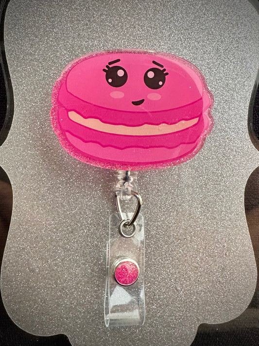 Macaroon Badge Reel, Cute Nurse, Teacher or Office Staff Gift, Retractable Alligator Clip