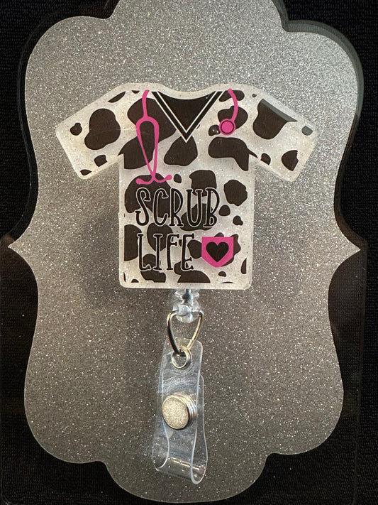 Scrub Life Badge Reel, Beautiful Nurse, CNA or Office Staff Gift, Retractable Alligator Clip