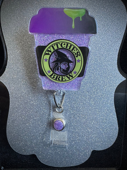 Witches Brew Halloween Badge Reel, Funny Nurse, Teacher or Office Staff Gift, Retractable Alligator Clip