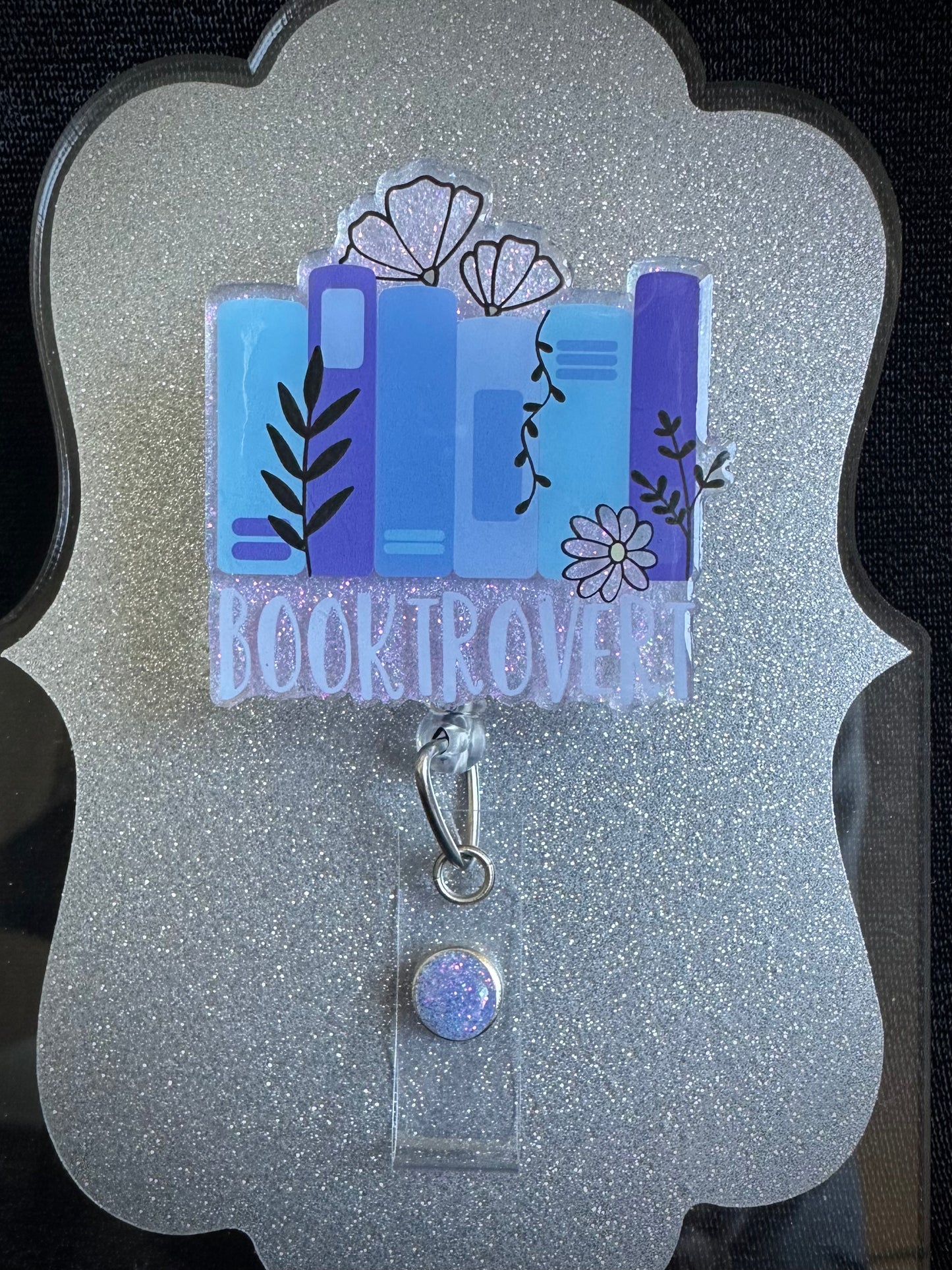 Booktrovert Badge Reel, Cute Teacher, Librarian, Nurse or Office Staff Gift, Retractable Alligator Clip