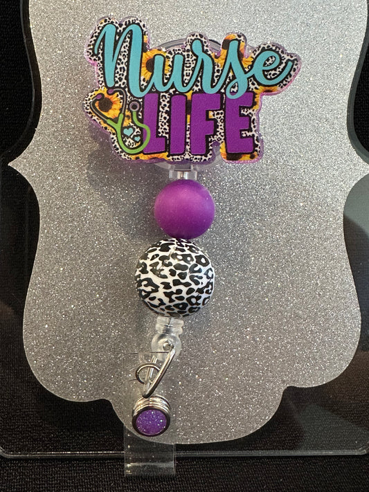 Nurse Life Badge Reel with beads, Beautiful Nurse or Office Staff Gift, Retractable Alligator Clip